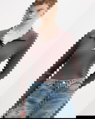 Tommy Jeans pulover culoarea maro, light, DW0DW22036