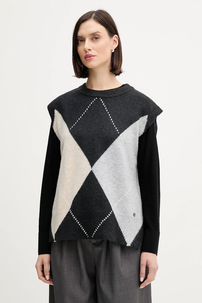 Pedro del Hierro vestă din amestec de lână culoarea gri, 5502018