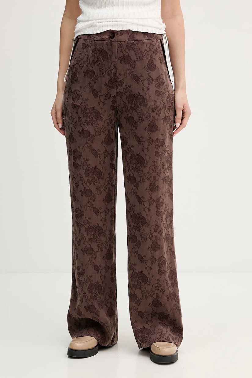 Hoss Intropia pantaloni culoarea maro, drept, high waist, 6542835