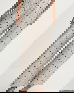 MM pantaloni de mătase PIOVRA culoarea gri, lat, high waist, 2616131057600