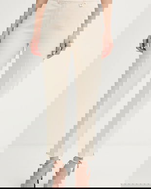 Joop! pantaloni culoarea bej, fason tigareta, high waist, 30100482