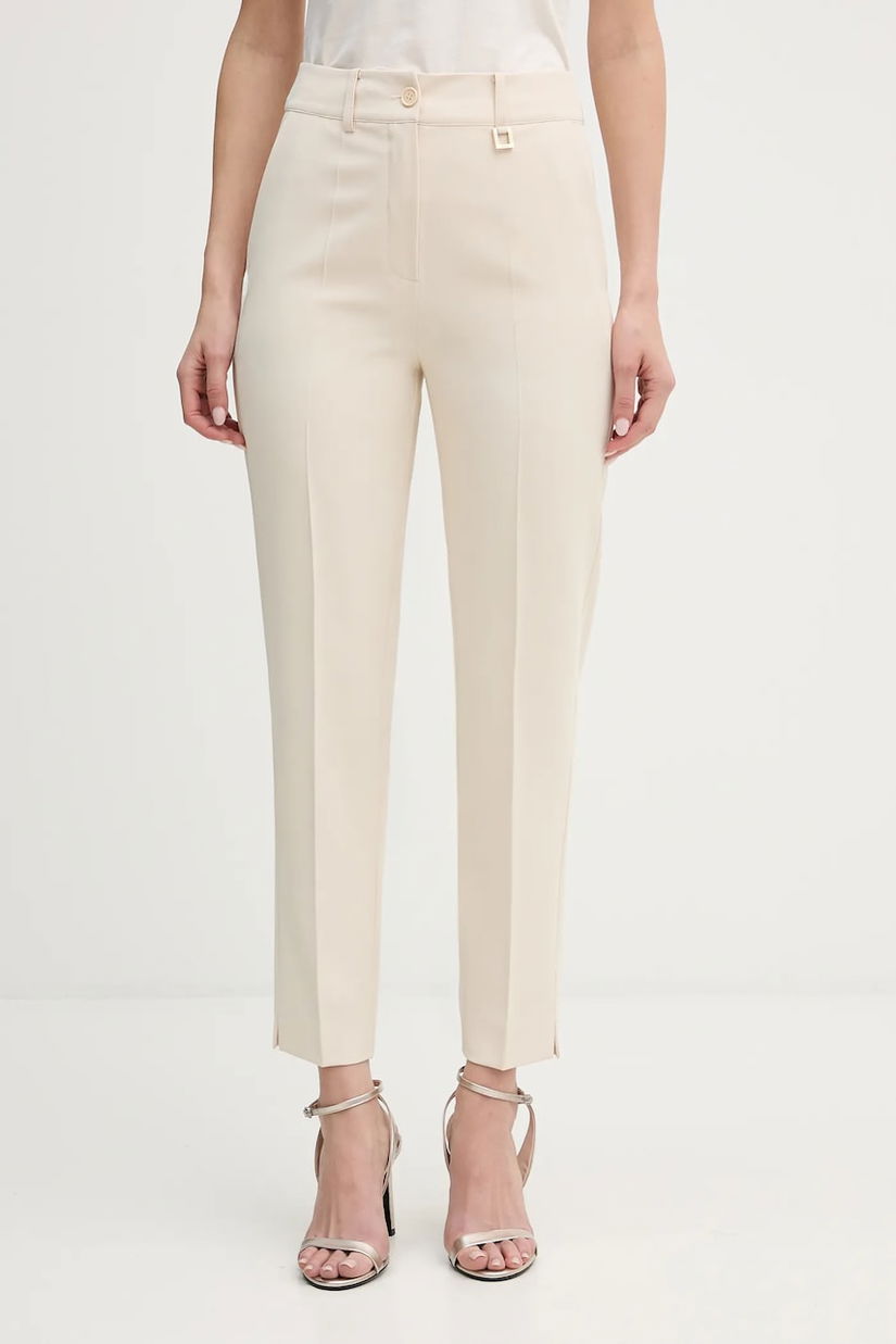 Joop! pantaloni culoarea bej, fason tigareta, high waist, 30100482