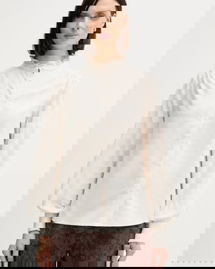 Pedro del Hierro cămașă din velur culoarea bej, cu guler stand-up, regular, 6632017