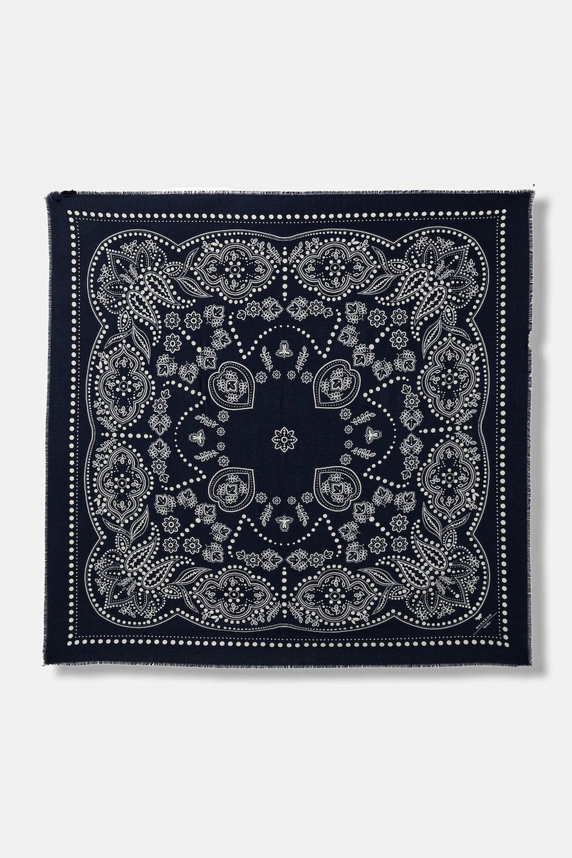 Weekend Max Mara fular cu adaos de lână AEDUCATA culoarea bleumarin, cu model, 2615541134600