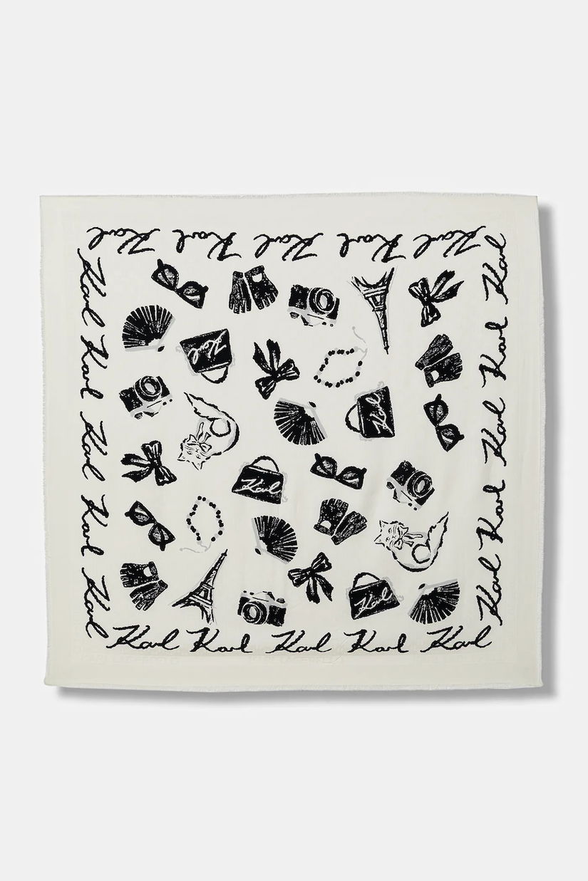 Karl Lagerfeld eșarfă K/MONOGRAM culoarea bej, cu model, B1W33086