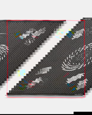 Karl Lagerfeld eșarfă de mătase IKON MONOGRAM culoarea negru, cu model, B1W33032