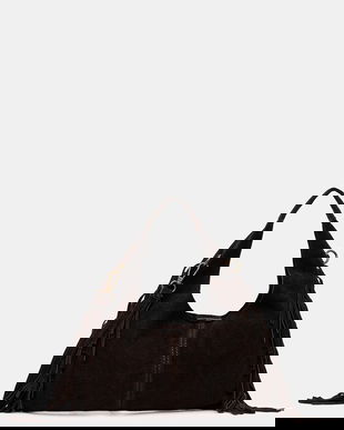 Answear.LAB geanta de mana din piele intoarsa culoarea maro