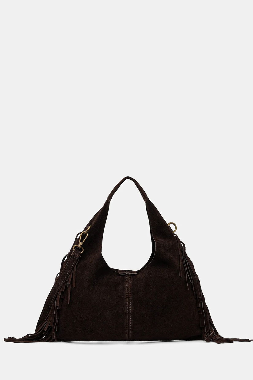 Answear.LAB geanta de mana din piele intoarsa culoarea maro