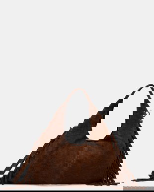 Answear.LAB geanta de mana din piele intoarsa culoarea maro