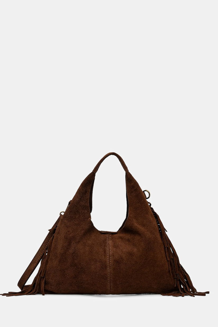 Answear.LAB geanta de mana din piele intoarsa culoarea maro