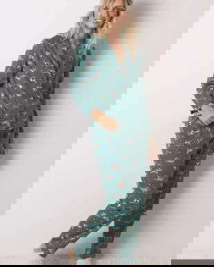 women'secret pijamale din bumbac culoarea verde, bumbac, 3592475