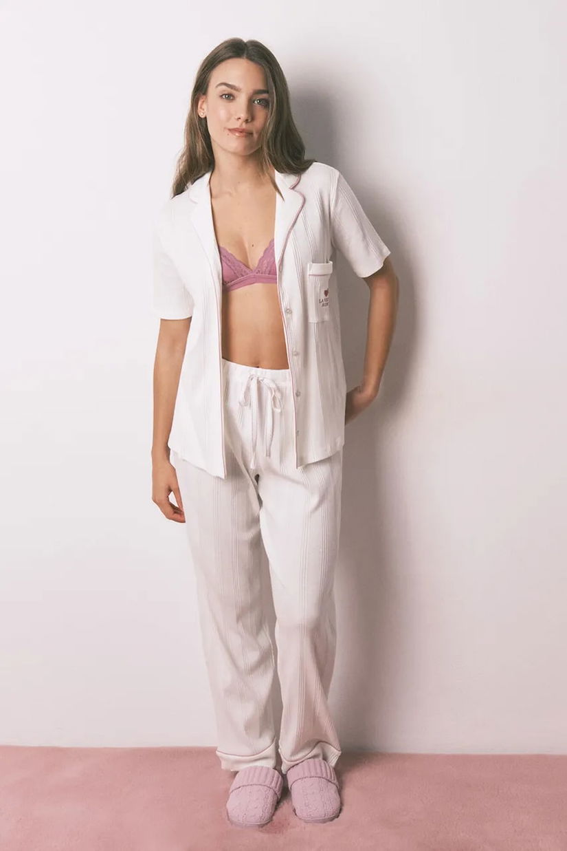 women'secret pijamale din bumbac culoarea bej, 3132250