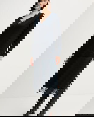 Pedro del Hierro rochie din amestec de lână culoarea bleumarin, midi, drept, 6192942