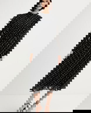 Joop! rochie culoarea negru, midi, evazati, 30100092