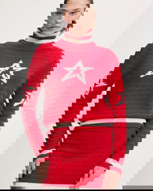 Perfect Moment pulover de lână culoarea rosu, cu guler, W3001261