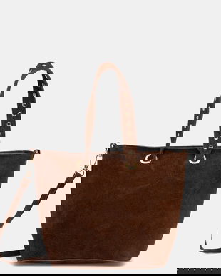 Answear.LAB geanta de mana din piele intoarsa culoarea maro