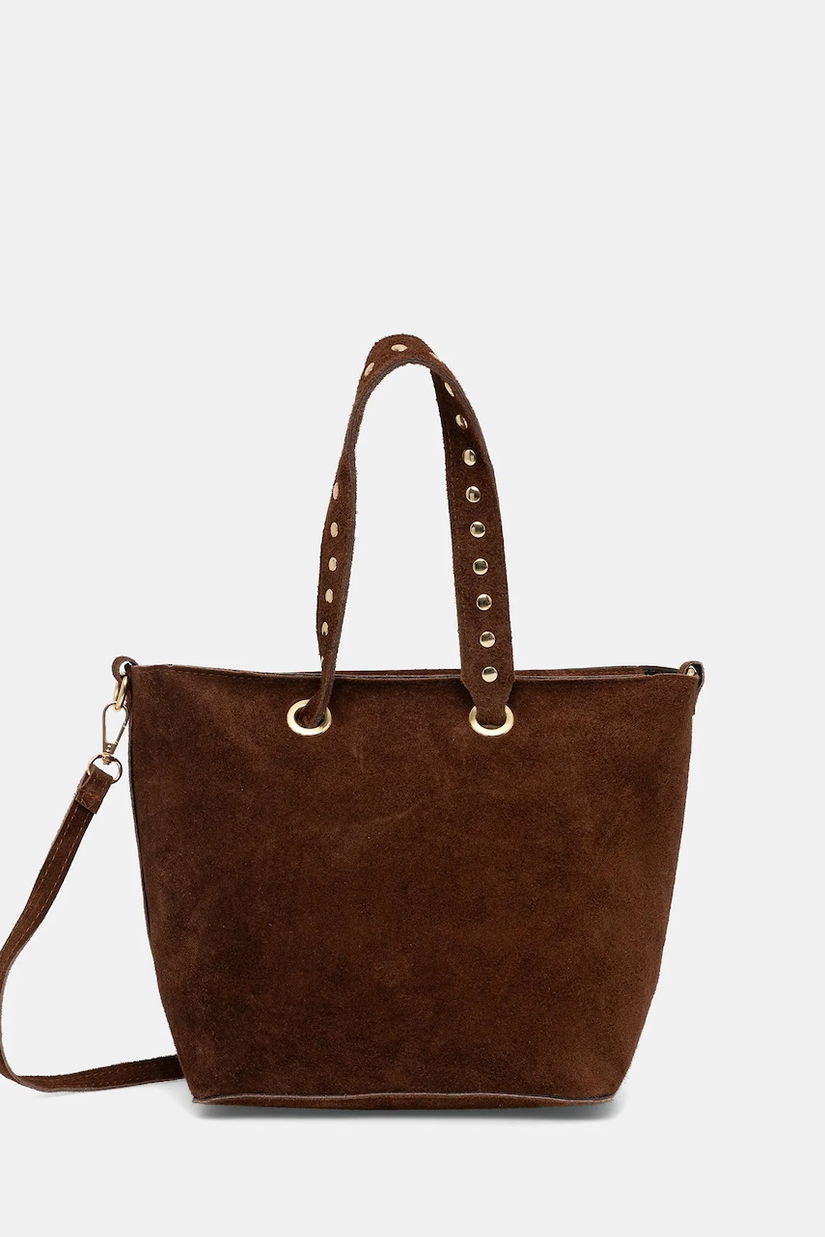 Answear.LAB geanta de mana din piele intoarsa culoarea maro