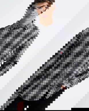 Tommy Jeans cămașă din bumbac culoarea gri, cu guler clasic, regular, DM0DM22411