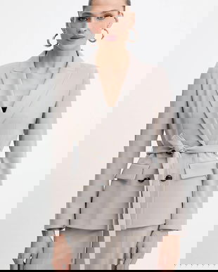 Marella sacou Emme by Marella culoarea maro, cu două rânduri de nasturi, uni, 2525046161200