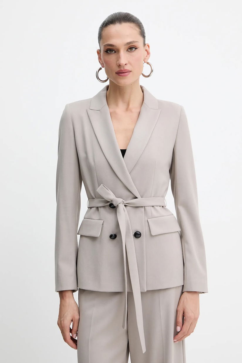 Marella sacou Emme by Marella culoarea maro, cu două rânduri de nasturi, uni, 2525046161200