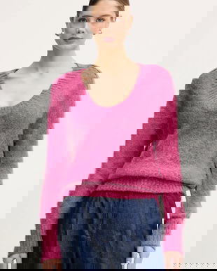 United Colors of Benetton pulover din amestec de mohair culoarea violet, 1VAAD10EX