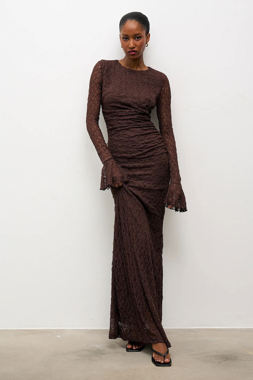 Answear.LAB rochie culoarea maro, maxi, mulata