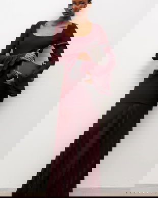 Answear.LAB rochie culoarea bordo, maxi, evazati