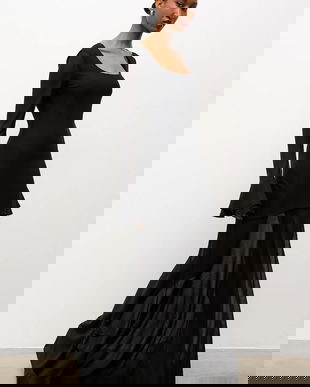 Answear.LAB rochie culoarea negru, maxi, evazati