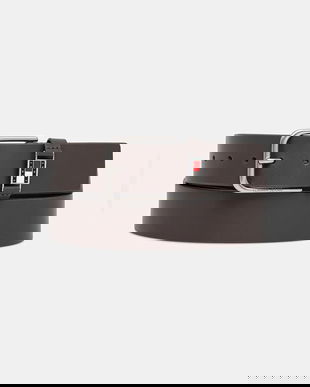 Tommy Jeans curea de piele culoarea negru, AM0AM13687