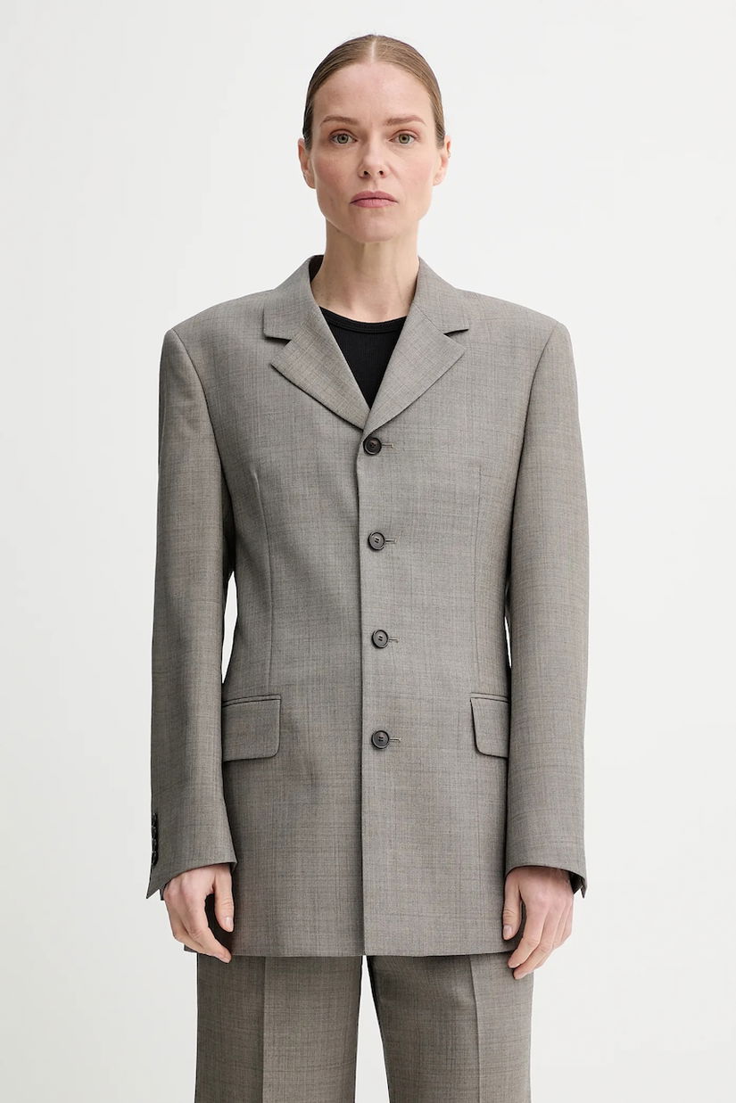 Filippa K sacou din lână culoarea maro, un singur rand de nasturi, neted, 31420.FK