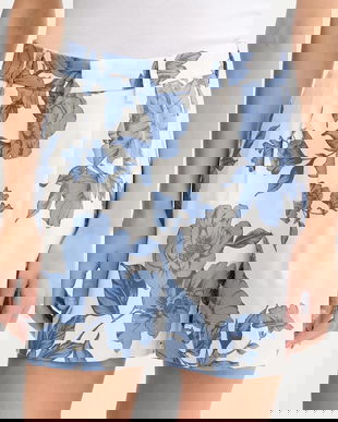 OUI pantaloni scurți culoarea alb, modelator, high waist, 93235