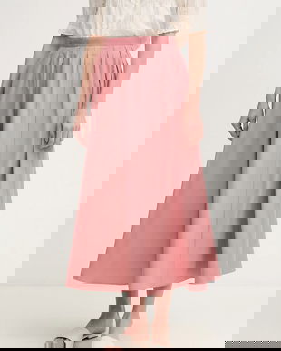 OUI fusta culoarea portocaliu, midi, evazati, 91825