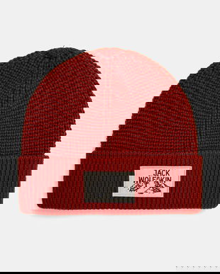 Jack Wolfskin caciula culoarea maro, din tricot gros, A61610