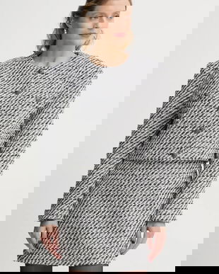 Gestuz sacou din lana culoarea alb, un singur rand de nasturi, modelator, 10909601