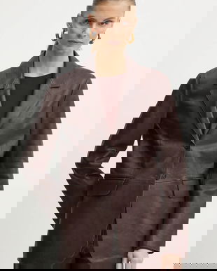 Forte Forte sacou de piele culoarea rosu, un singur rand de nasturi, neted, 13214_my jacket