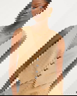 Forte Forte vesta din amestec de lana culoarea maro, un singur rand de nasturi, 13220_my jacket