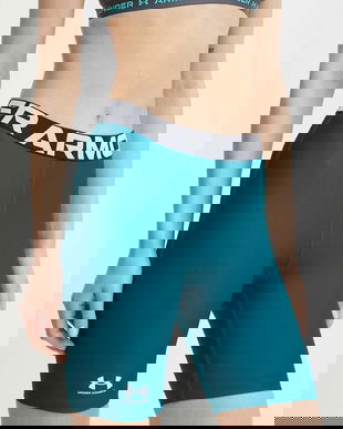 Under Armour pantaloni scurți de antrenament HG Authentics culoarea verde, cu imprimeu, medium waist