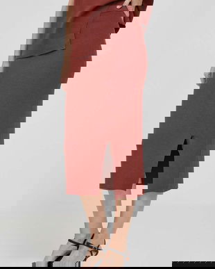 Dkny fusta culoarea rosu, maxi, drept