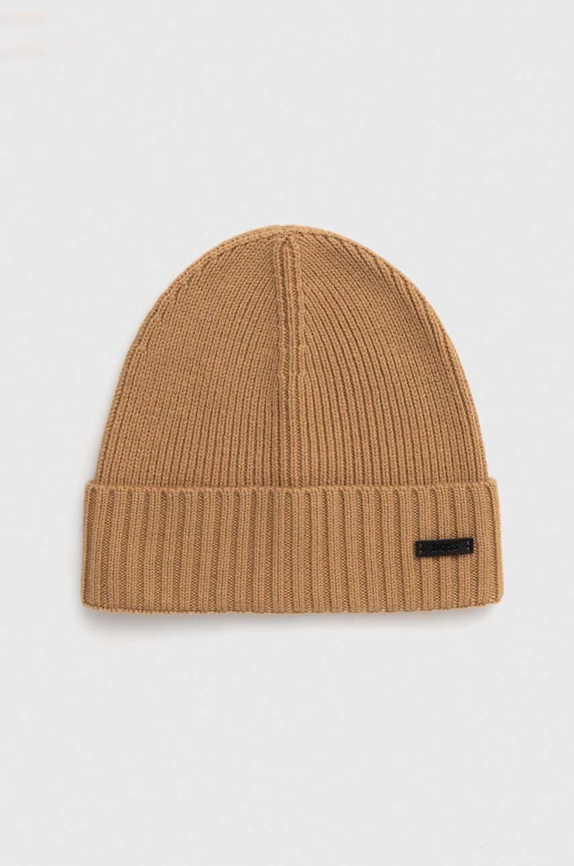 BOSS căciulă de lână Fati culoarea bej, de lana