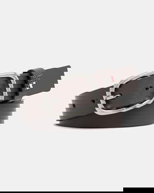 Tommy Jeans curea de piele culoarea bej, AW0AW15836