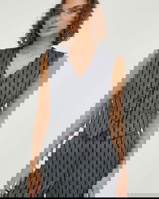 Day Birger et Mikkelsen vestă cu amestec de in culoarea negru, un singur rand de nasturi