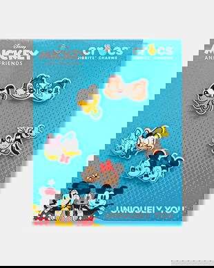 Crocs butoane încălțăminte pentru copii Mickey and Friends PVC 5Pck 5-pack culoarea negru, 10015117