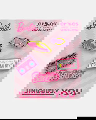 Crocs butoane încălțăminte pentru copii Barbie Retro 5 Pck 5-pack culoarea roz, 10015775