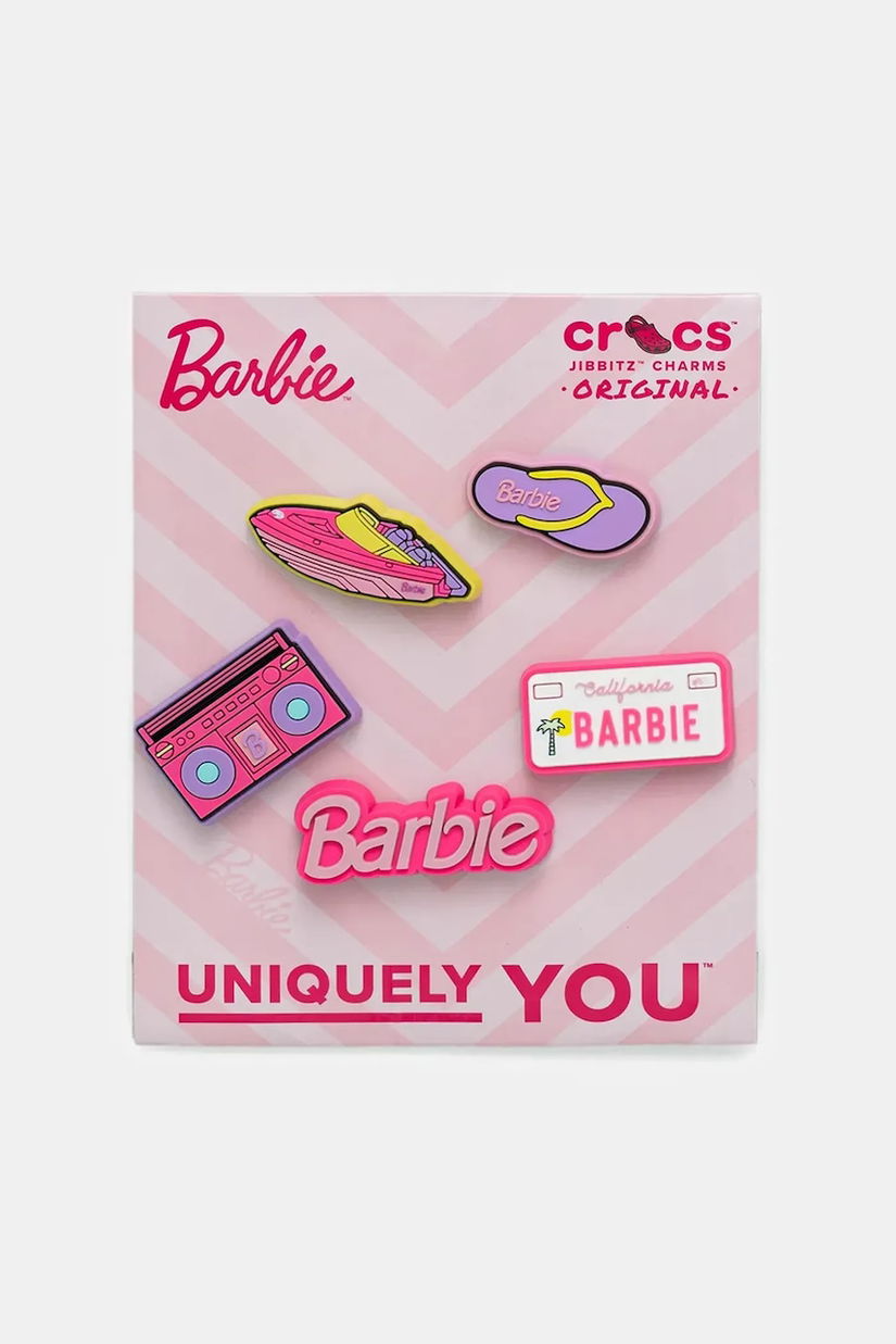 Crocs butoane încălțăminte pentru copii Barbie Retro 5 Pck 5-pack culoarea roz, 10015775