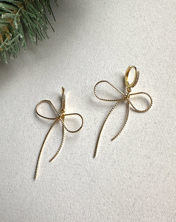 Cercei GOLDEN BOW - cercei fundita, cercei festivi