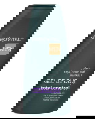 Gel de Dus Total Control 3in1- Gerovital Men Shower Gel Face, Body and Hair, 400 ml