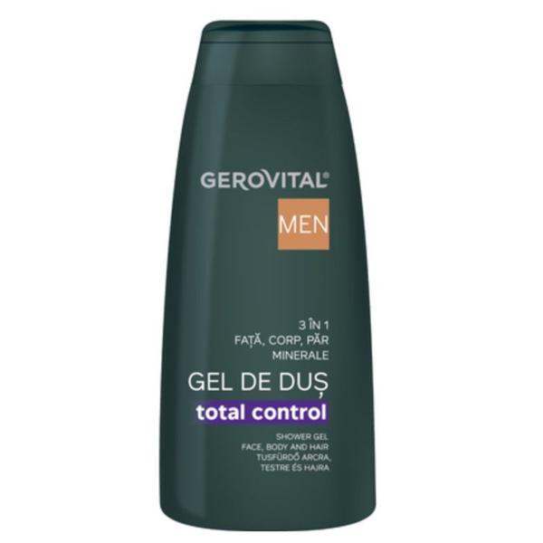 Gel de Dus Total Control 3in1- Gerovital Men Shower Gel Face, Body and Hair, 400 ml