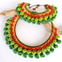Colier Craciun verde rosu crosetat