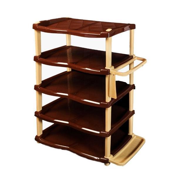 Raft/ suport pentru pantofi cu 5 etaje, maro/bej- Maxdeco