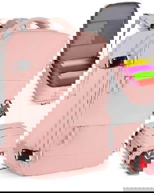 Rucsac roz de Dama, pentru Calatorie, Compartiment Incaltaminte si Haine Umede, Laptop pana la 17&quot;